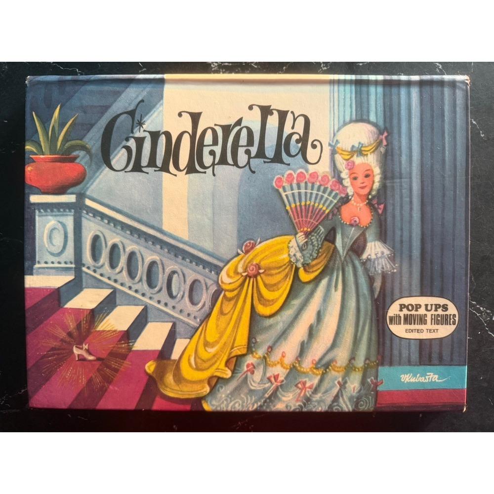 Vintage Cinderella Pop-Up Book Moving Figures 1973 Kubasta Hardcover Artia
